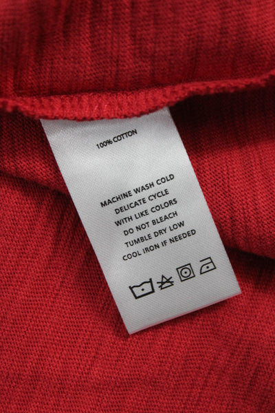 Lilla P Women Basic Long Sleeve T-Shirt Red Cotton Round Neck Size S
