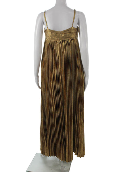 Vici Women Maxi Dress Gold Square Neck Sleeveless Zip Polyester Size M