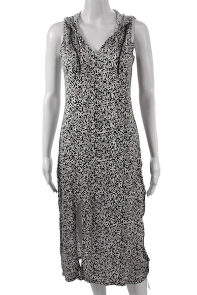 Michael Michael Kors Women Maxi Dress Black V-Neck Sleeveless Logo Size S