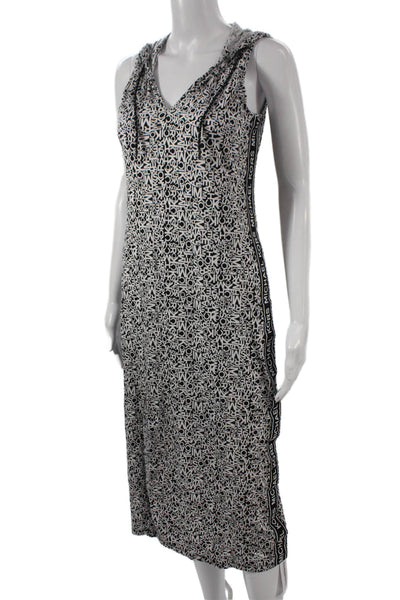 Michael Michael Kors Women Maxi Dress Black V-Neck Sleeveless Logo Size S