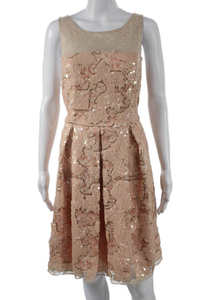 Eva Franco Womens Fit & Flare Floral Knee Length Dress Pink Size 10