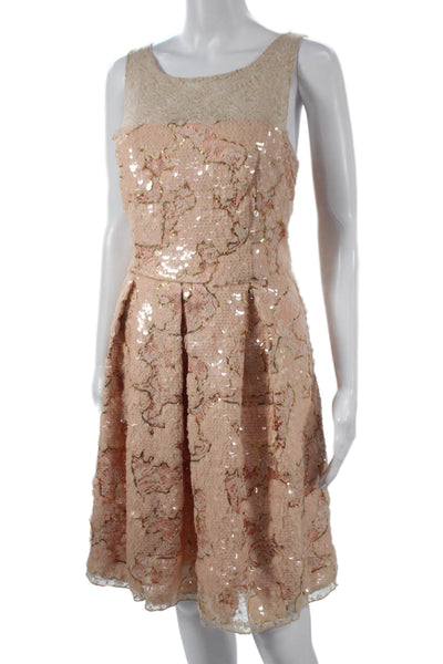 Eva Franco Womens Fit & Flare Floral Knee Length Dress Pink Size 10