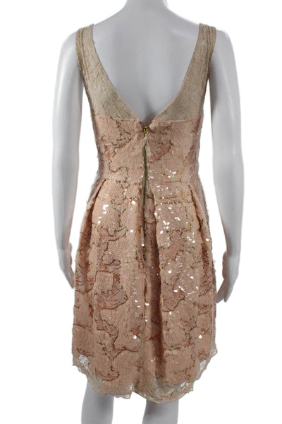 Eva Franco Womens Fit & Flare Floral Knee Length Dress Pink Size 10