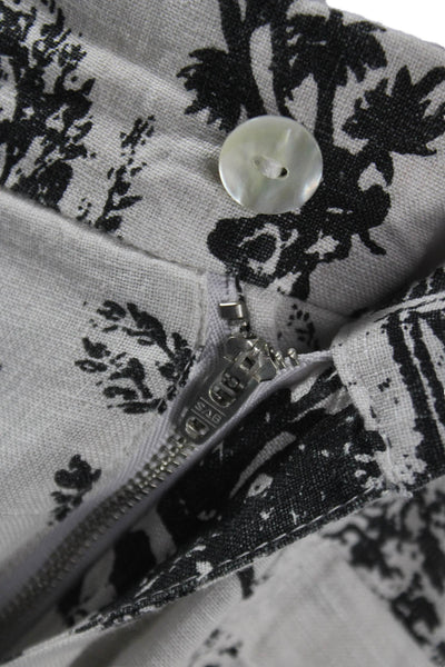 Joie Women Cropped Linen Pants Ivory Toile Floral Size S