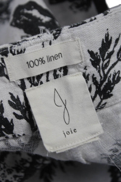 Joie Women Cropped Linen Pants Ivory Toile Floral Size S