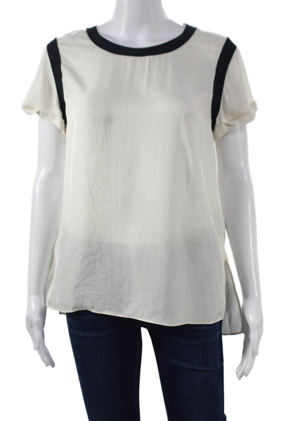 Rag & Bone Womens Ivory Colorblock Short Sleeve Round Neck Blouse Size M