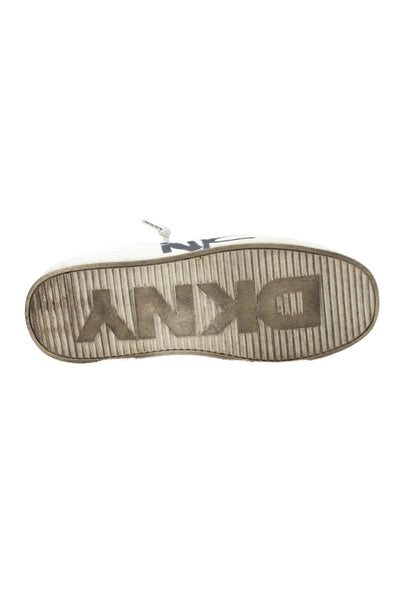 DKNY Womens Leather Lace Up Slide On Sneakers White Size 7.5 Medium
