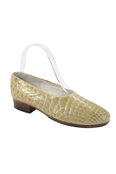 Maylin Womens Crocodile Skin Slide On Ballet Flats Sand Beige Size 6