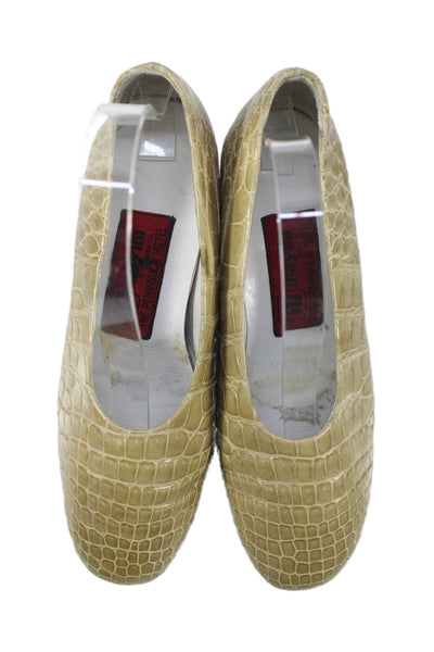 Maylin Womens Crocodile Skin Slide On Ballet Flats Sand Beige Size 6