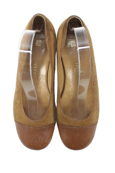 Harel Womens Suede Lizard Skin Cap Toe Flats Brown Size 36 6