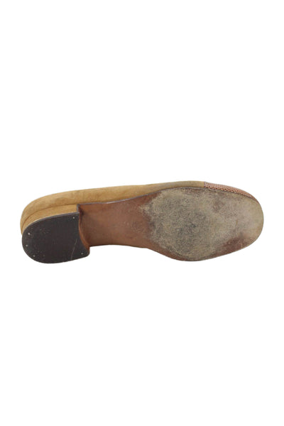 Harel Womens Suede Lizard Skin Cap Toe Flats Brown Size 36 6