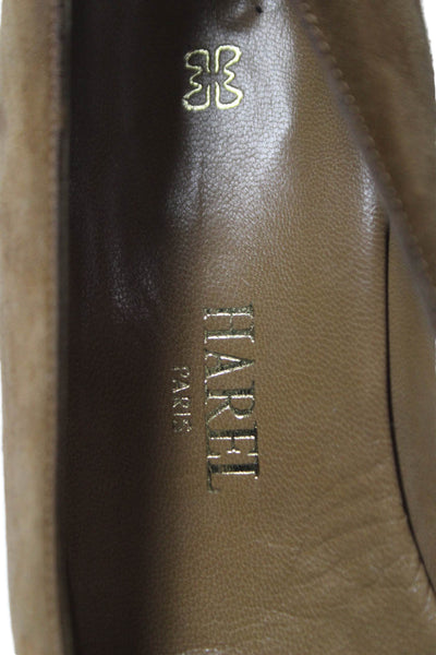 Harel Womens Suede Lizard Skin Cap Toe Flats Brown Size 36 6