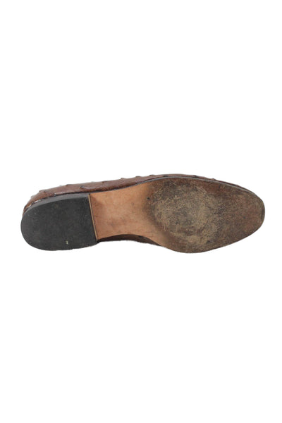 Lily Shoe Womens Ostrich Skin Slide On Ballet Flats Brown Size 7