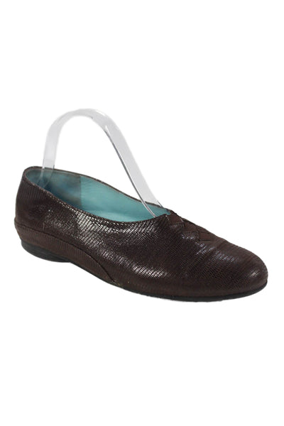 Thierry Rabotin Womens Leather Snakeskin Print Ballet Flats Brown Size 36 6
