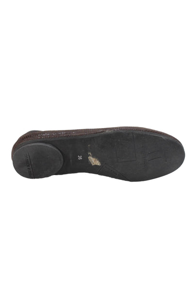 Thierry Rabotin Womens Leather Snakeskin Print Ballet Flats Brown Size 36 6