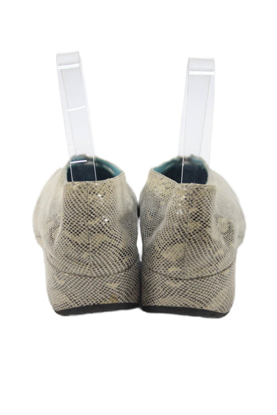 Thierry Rabotin Womens Lizard Print Low Wedge Pumps Beige Black Size 36 6