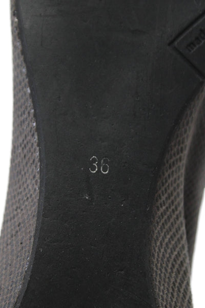 Thierry Rabotin Womens Leather Twist Bow Low Wedge Pumps Grey Black Size 36 6