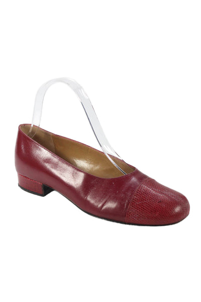 Harel Womens Leather Lizard Cap Toe Slide On Flats Red Size 36 6