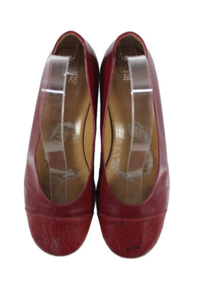 Harel Womens Leather Lizard Cap Toe Slide On Flats Red Size 36 6
