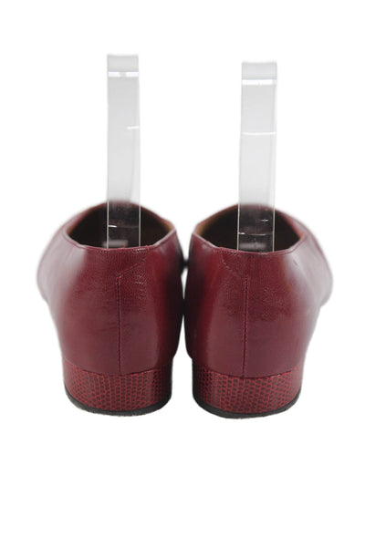 Harel Womens Leather Lizard Cap Toe Slide On Flats Red Size 36 6