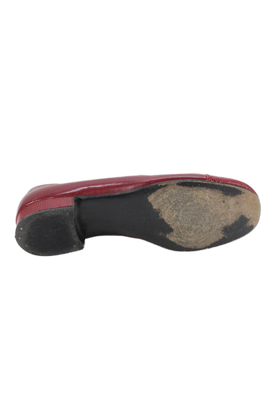 Harel Womens Leather Lizard Cap Toe Slide On Flats Red Size 36 6
