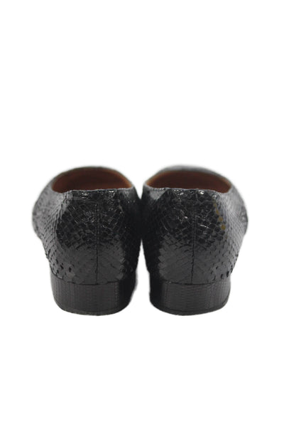 Harel Womens Lizard Skin Cap Toe Slide On Ballet Flats Black Size 36.5 6.5