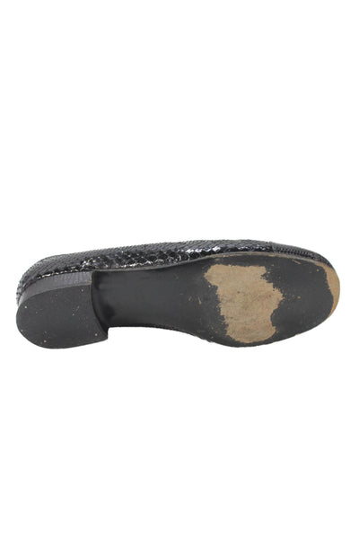 Harel Womens Lizard Skin Cap Toe Slide On Ballet Flats Black Size 36.5 6.5