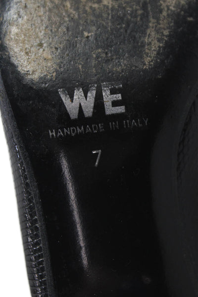 Warren Edwards Womens Lizard Skin Square Toe Slide On Pumps Black Size 7