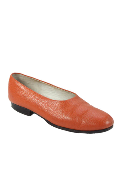 Maylin Womens Leather Slide On Ballet Flats Orange Size 6