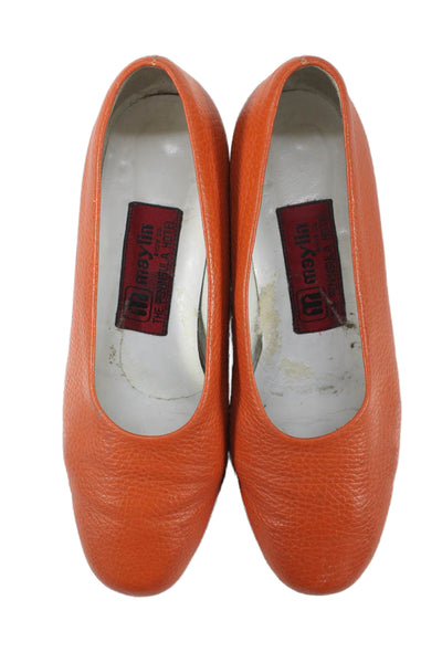 Maylin Womens Leather Slide On Ballet Flats Orange Size 6