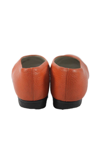 Maylin Womens Leather Slide On Ballet Flats Orange Size 6