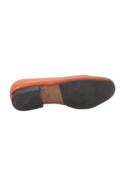 Maylin Womens Leather Slide On Ballet Flats Orange Size 6