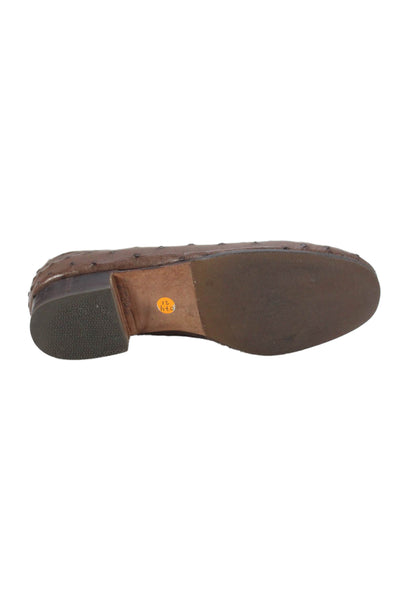Maylin Womens Ostrich Skin Slide On Flats Brown Size 6