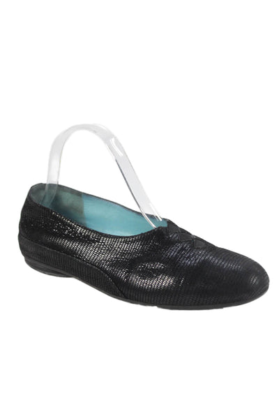 Thierry Rabotin Womens Lizard Print Slide On Ballet Flats Black Size 36 6