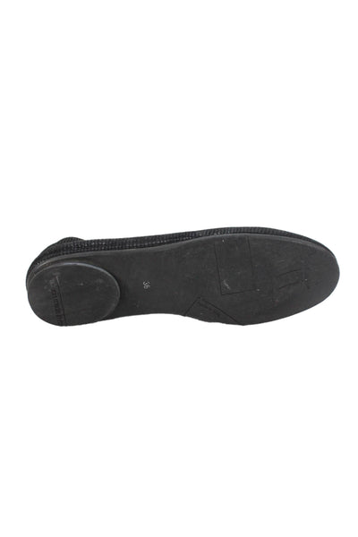 Thierry Rabotin Womens Lizard Print Slide On Ballet Flats Black Size 36 6