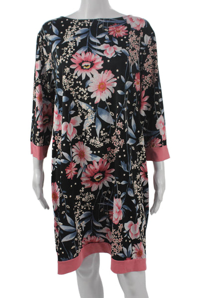 Croft & Barrow Women Shift Dress Floral Multicolor Boat Neck 3/4 Sleeve Size XL