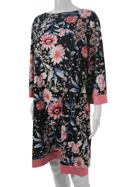 Croft & Barrow Women Shift Dress Floral Multicolor Boat Neck 3/4 Sleeve Size XL