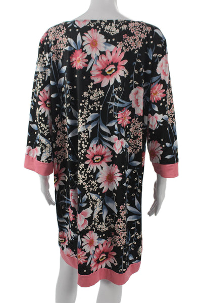 Croft & Barrow Women Shift Dress Floral Multicolor Boat Neck 3/4 Sleeve Size XL