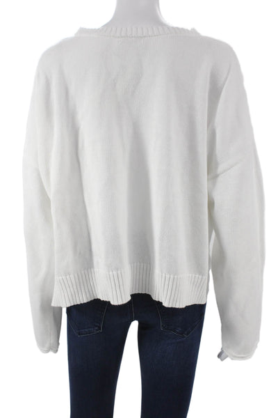 Z Supply Womens Pullover Sweater White Crewneck Long Sleeve 100% Cotton Size XL