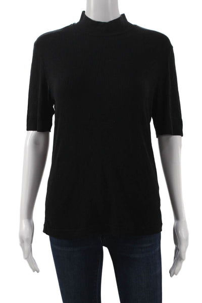 Everlane Womens Basic Black Mock Neck Short Sleeve T-Shirt Tencel Size L