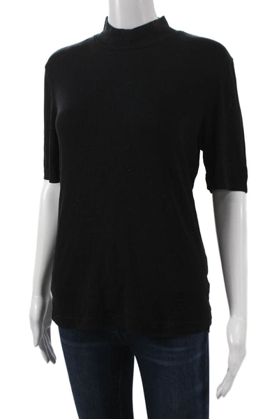 Everlane Womens Basic Black Mock Neck Short Sleeve T-Shirt Tencel Size L