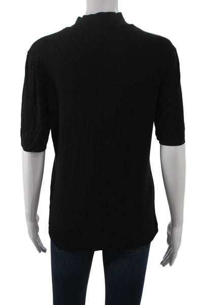 Everlane Womens Basic Black Mock Neck Short Sleeve T-Shirt Tencel Size L