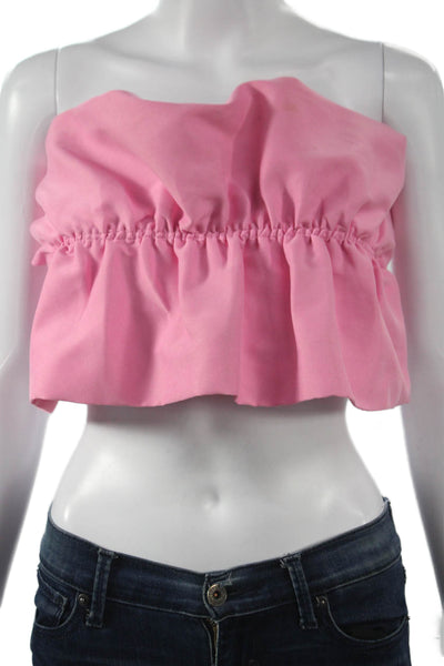 Zara Womens Cropped Off The Shoulder Sleeveless Tank Pink Size M