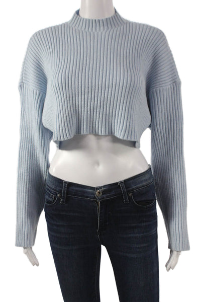 Zara Women Pullover Mock Neck Long Sleeve Blue Size M