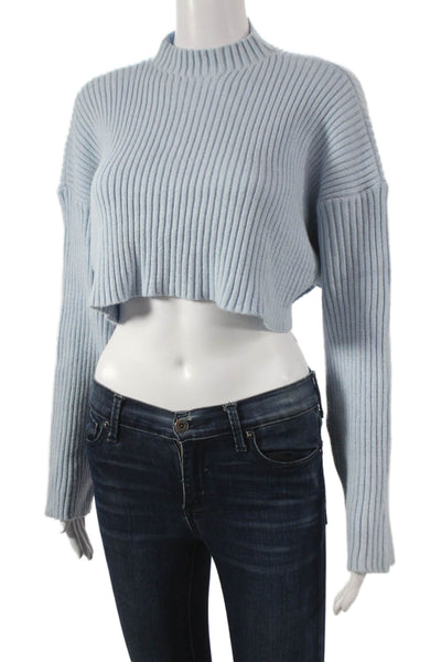 Zara Women Pullover Mock Neck Long Sleeve Blue Size M