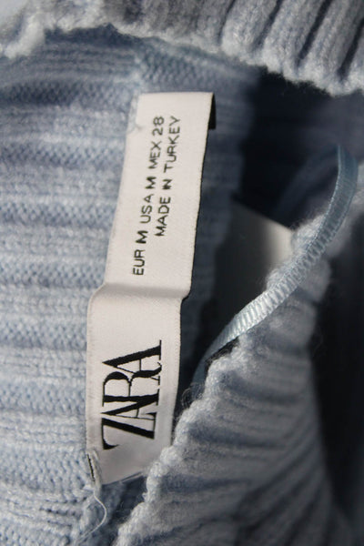 Zara Women Pullover Mock Neck Long Sleeve Blue Size M