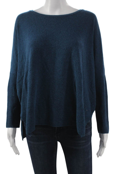Notshy Women Pullover Sweater 100% Cashmere Blue Boat Neck Long Sleeve Size XS