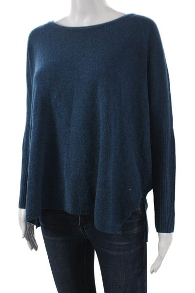 Notshy Women Pullover Sweater 100% Cashmere Blue Boat Neck Long Sleeve Size XS