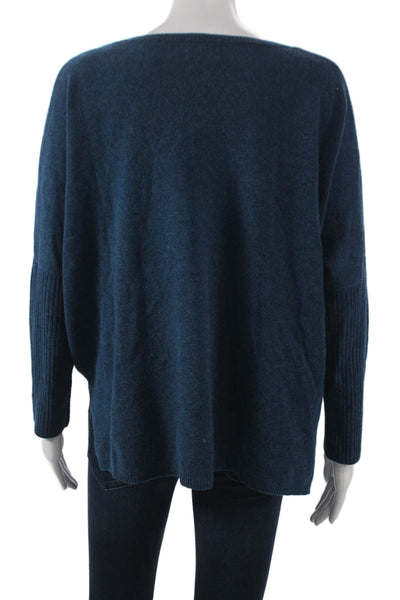 Notshy Women Pullover Sweater 100% Cashmere Blue Boat Neck Long Sleeve Size XS