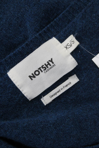 Notshy Women Pullover Sweater 100% Cashmere Blue Boat Neck Long Sleeve Size XS